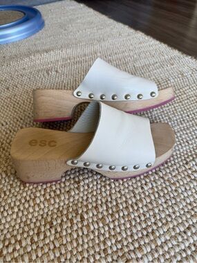 ESC Portugal - White Platform Clog Sandals - Size 37